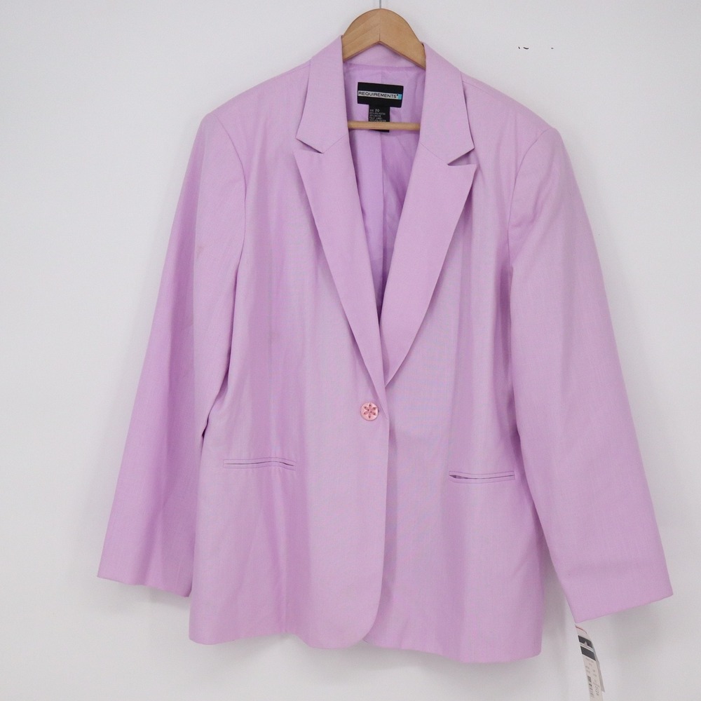 Requirements Blazer Womens 20 Monaco Linen Orchid Bloom Purple NWT Defect